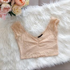 F21 Pink Lace Crop Top
